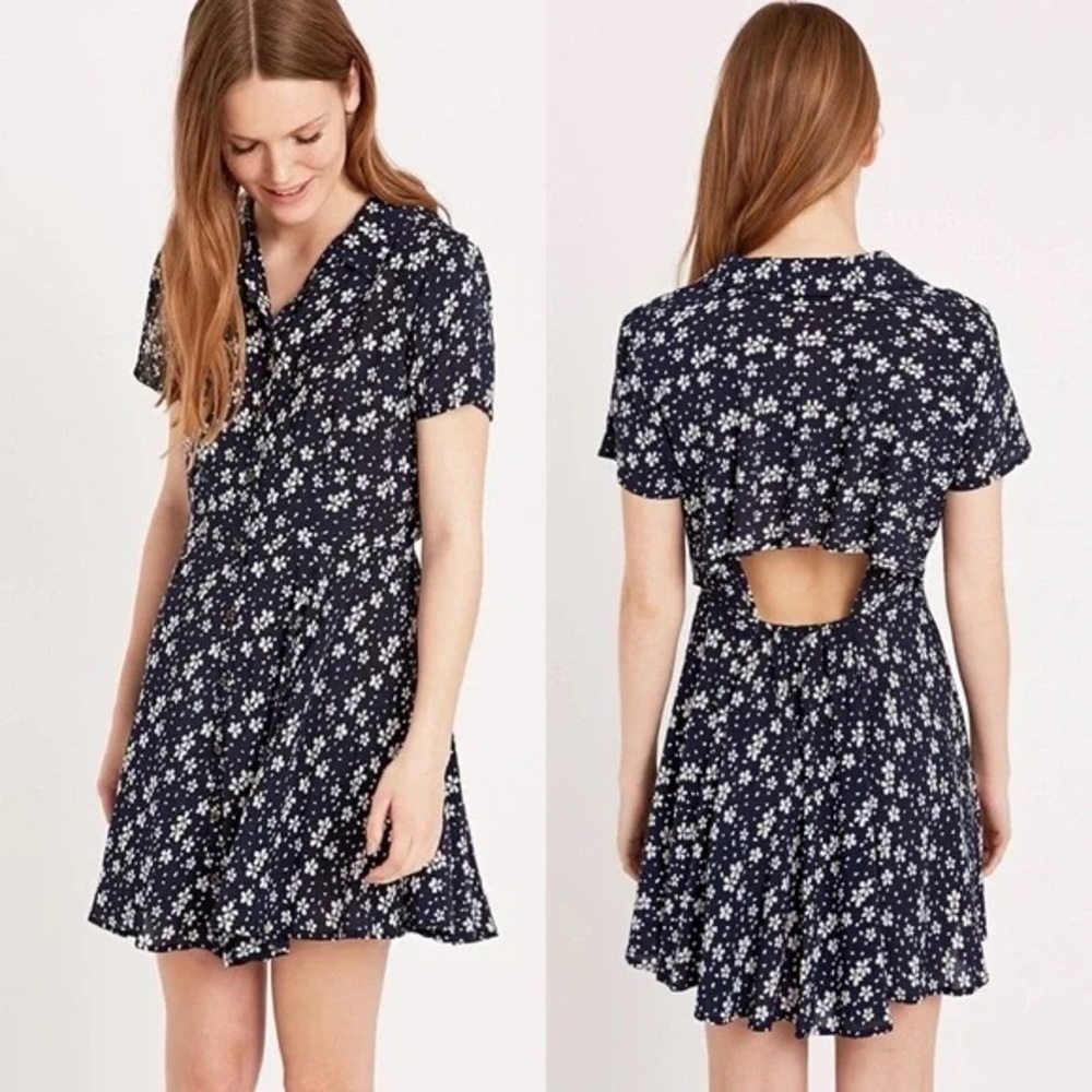 Kimchi Blue Navy Fairuza Floral Backless Dress Large
